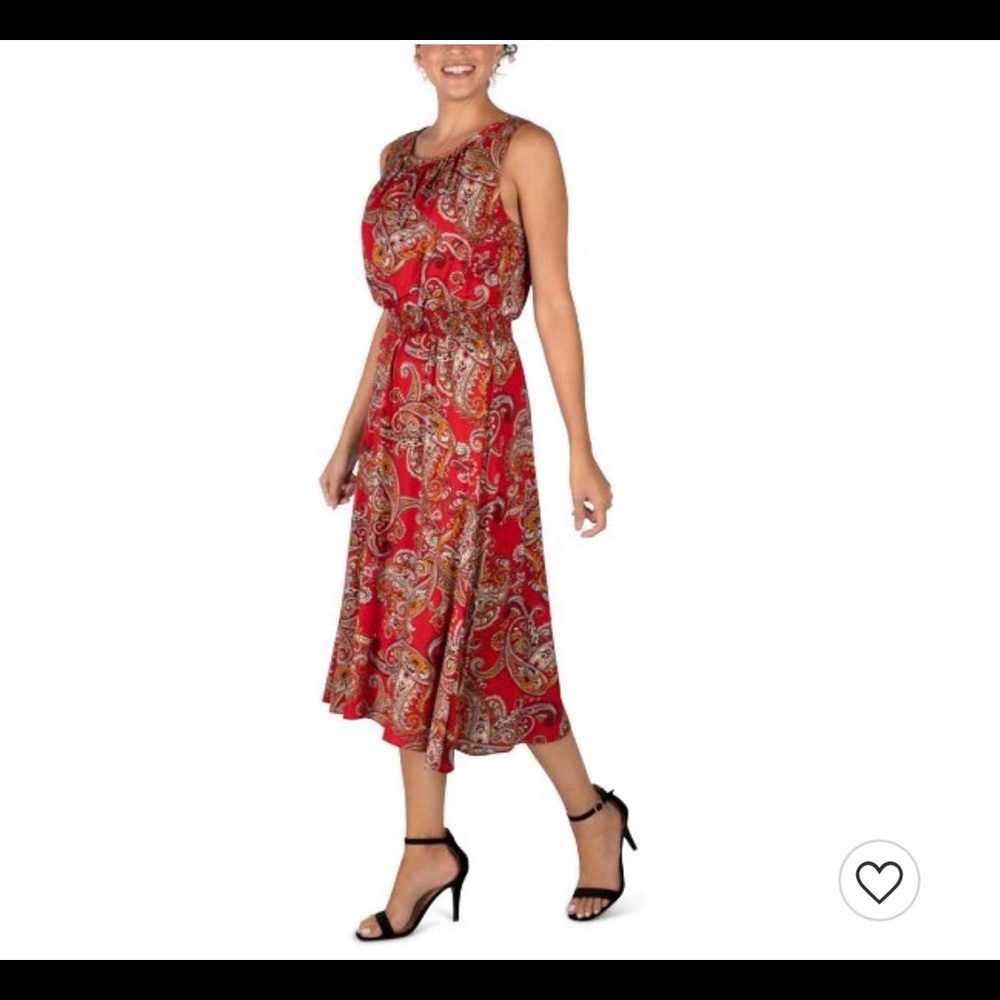Sandra Darren red-multi paisley print dress